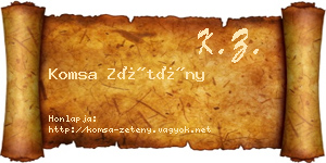 Komsa Zétény névjegykártya